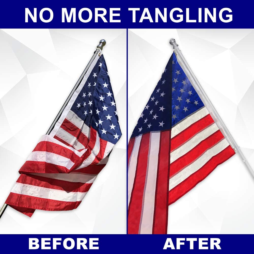 Aluminum Tangle Free Never Furl Spinning Flagpole Flag Pole Color Choices Fast! 