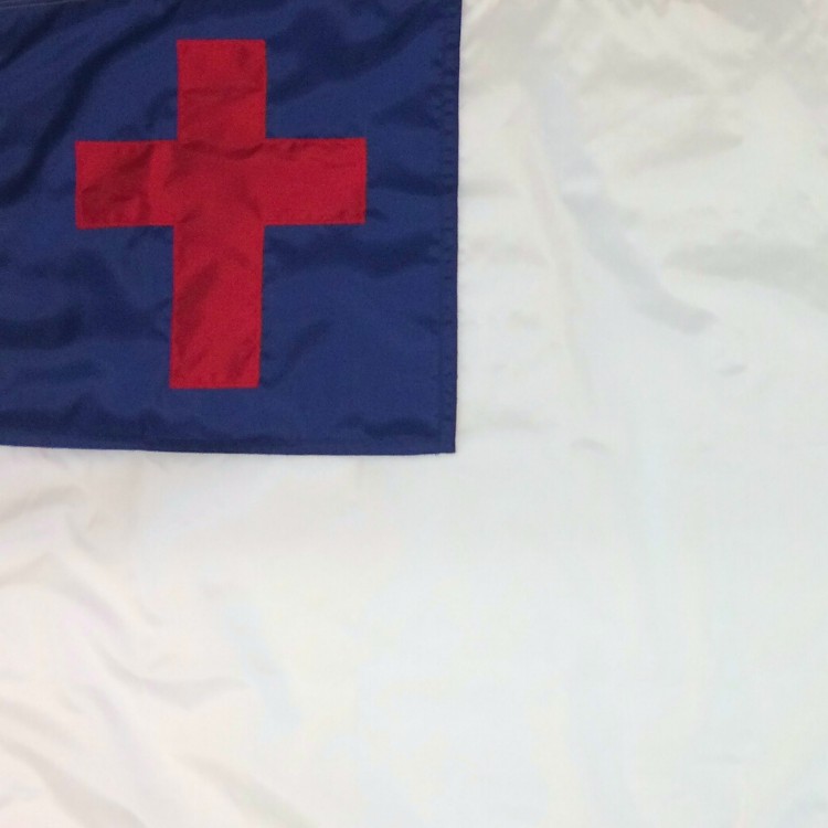 blue white flag with cross