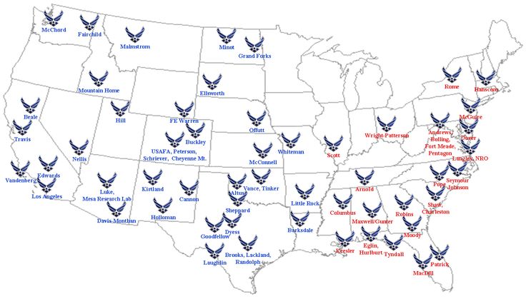 east coast air force bases