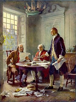 Founding Fathers creating the United States Declaration of Independence