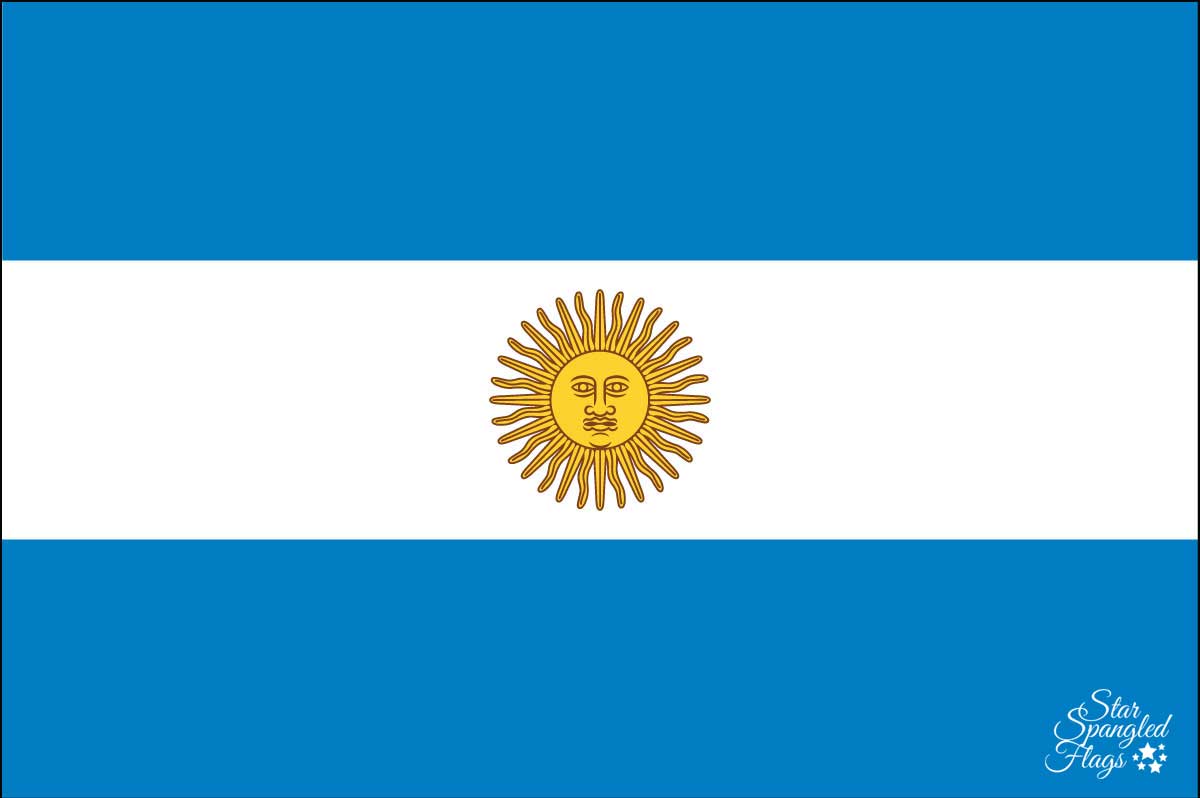 ARGENTINA DELUXE SATIN TABLE FLAG 9"X6" CHROME POLE & BASE ARGENTINIAN 